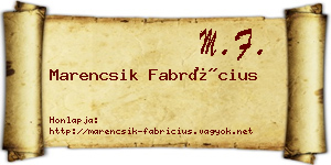 Marencsik Fabrícius névjegykártya